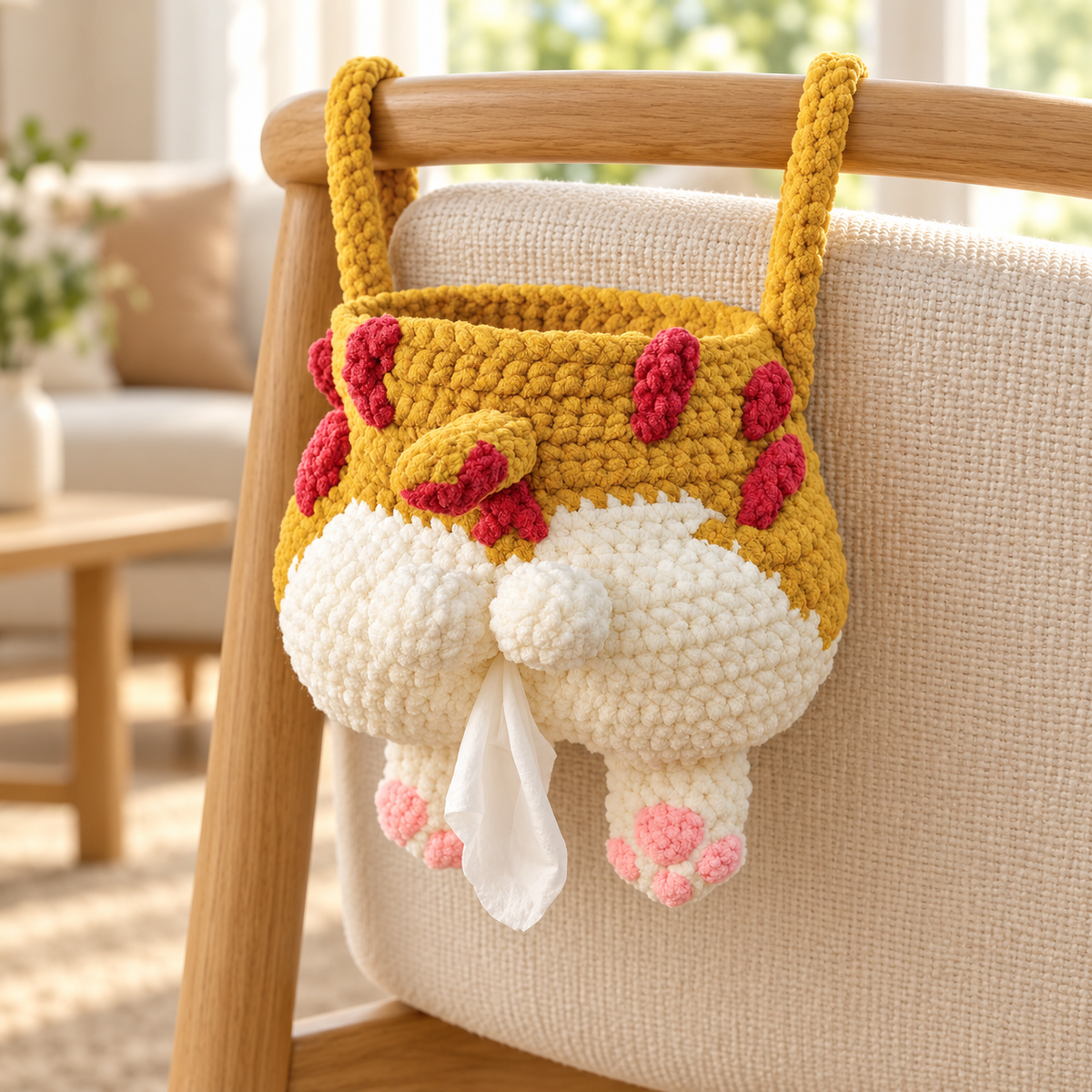 Cat Tissue Pouch Crochet Pattern | 30-Page PDF Guide with Photos & Diagrams