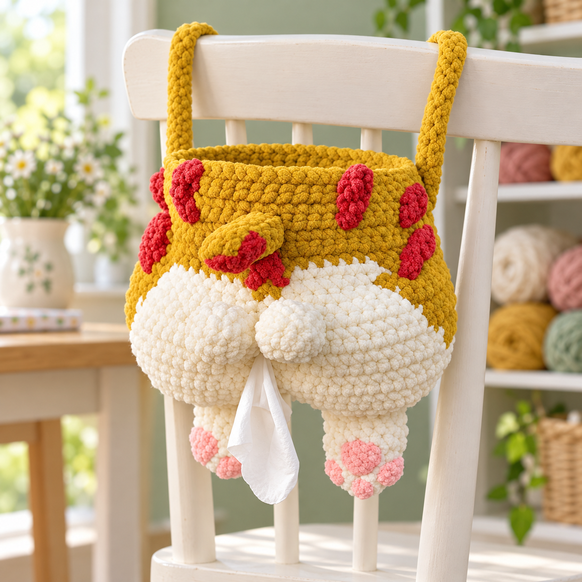 Cat Tissue Pouch Crochet Pattern | 30-Page PDF Guide with Photos & Diagrams