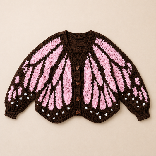 Monarch Butterfly Cardigan Crochet Pattern PDF | Beginner Wing Sweater | XS–4XL