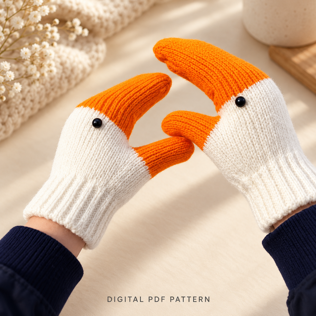 Goose Mittens Crochet Pattern PDF – 60 Pages | English, Spanish, Dutch & German