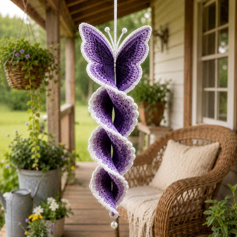 3D Butterfly Wind Spinner Crochet Pattern English, German & Spanish. – 30-Page Beginner Step-by-Step PDF Guide