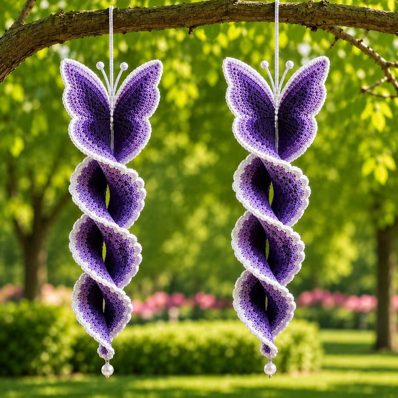 3D Butterfly Wind Spinner Crochet Pattern English, German & Spanish. – 30-Page Beginner Step-by-Step PDF Guide